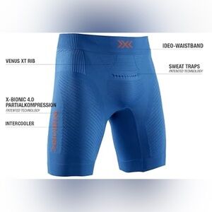 X-Bionic Blue and Orange Compression Athletic Shorts Men’s Size Medium